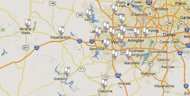 Map of Tarrant Nephrology Dialysis Locations